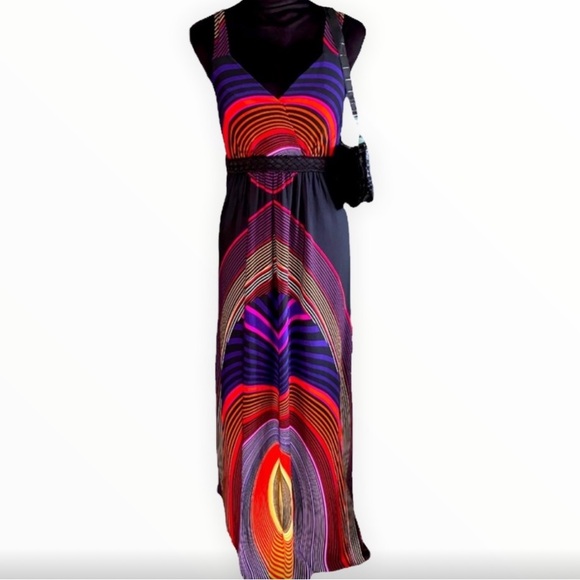 Papillon Blanc Dresses & Skirts - Papillon Maxi Dress | Size M | Empire Waist | Stretch Knit | Bold Print